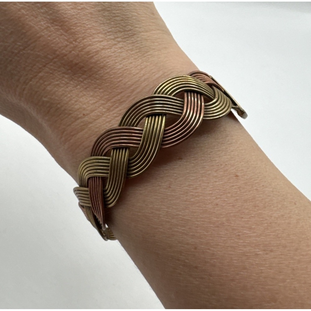 Solid Copper Tricolor Cuffed Health Bracelet - Copper Bracelet‎ Braided